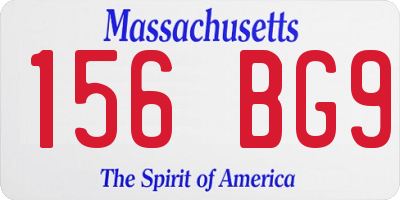 MA license plate 156BG9