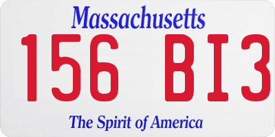 MA license plate 156BI3