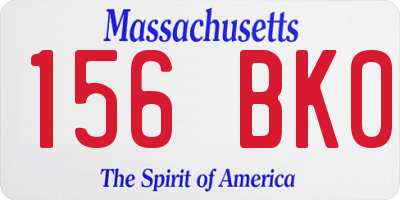 MA license plate 156BK0