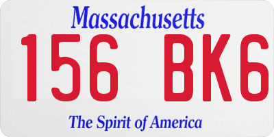MA license plate 156BK6