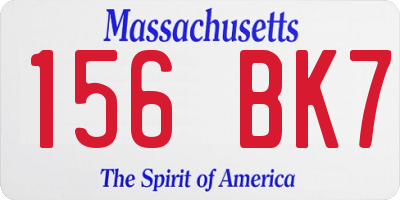 MA license plate 156BK7