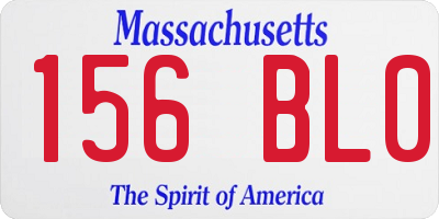 MA license plate 156BL0