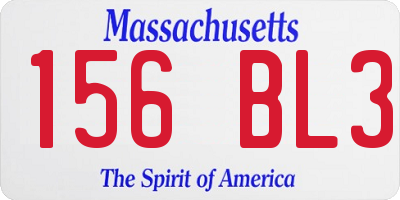 MA license plate 156BL3