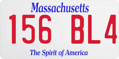 MA license plate 156BL4