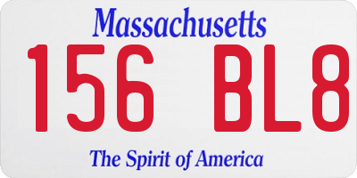 MA license plate 156BL8