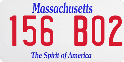 MA license plate 156BO2