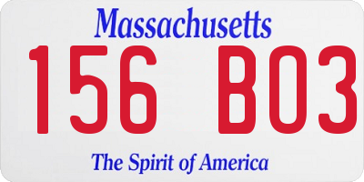 MA license plate 156BO3