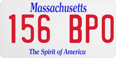 MA license plate 156BP0