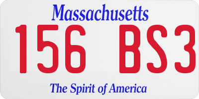 MA license plate 156BS3