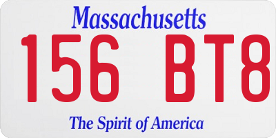 MA license plate 156BT8