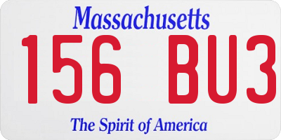 MA license plate 156BU3