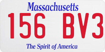 MA license plate 156BV3