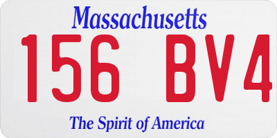 MA license plate 156BV4