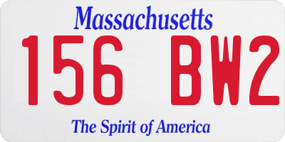 MA license plate 156BW2