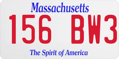 MA license plate 156BW3