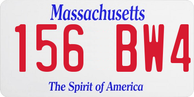 MA license plate 156BW4