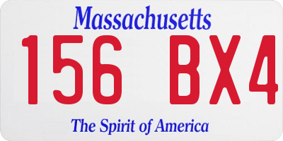 MA license plate 156BX4