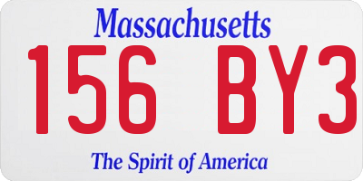 MA license plate 156BY3