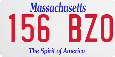 MA license plate 156BZ0