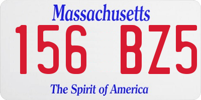 MA license plate 156BZ5