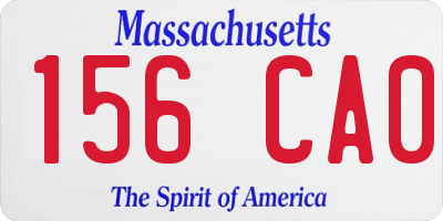MA license plate 156CA0