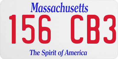 MA license plate 156CB3