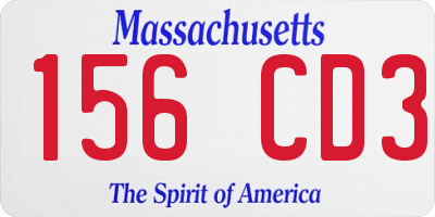 MA license plate 156CD3