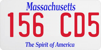 MA license plate 156CD5