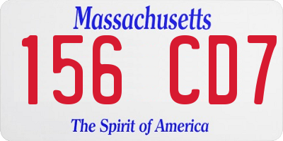 MA license plate 156CD7