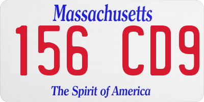 MA license plate 156CD9