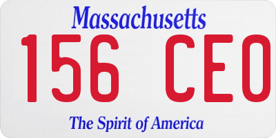 MA license plate 156CE0