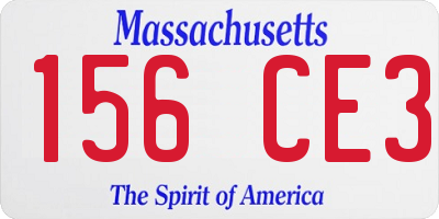 MA license plate 156CE3