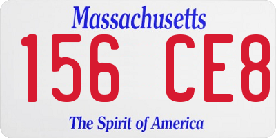 MA license plate 156CE8