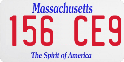 MA license plate 156CE9