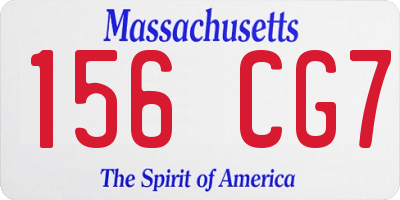 MA license plate 156CG7