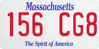 MA license plate 156CG8