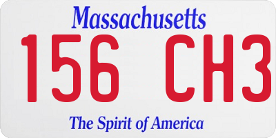 MA license plate 156CH3