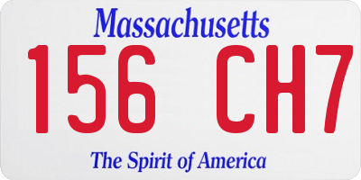 MA license plate 156CH7