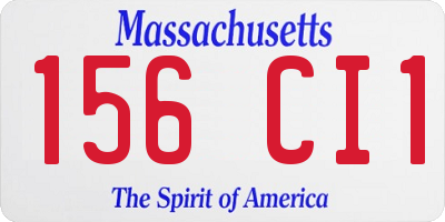 MA license plate 156CI1
