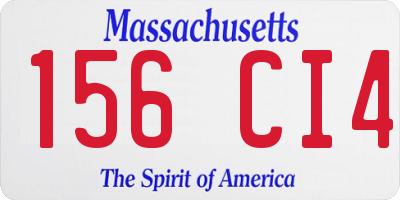 MA license plate 156CI4