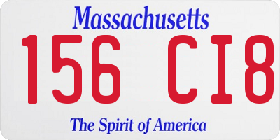 MA license plate 156CI8