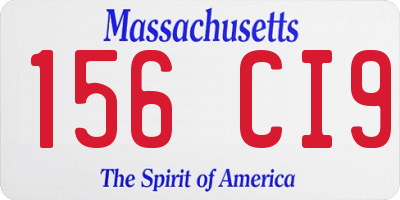 MA license plate 156CI9