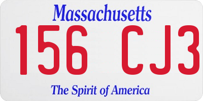 MA license plate 156CJ3