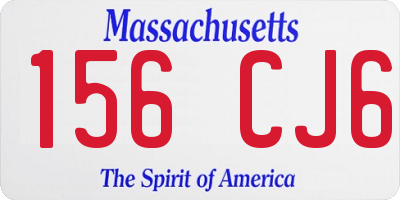 MA license plate 156CJ6