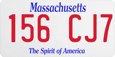 MA license plate 156CJ7
