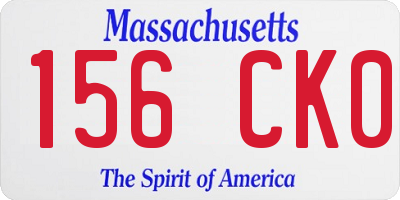 MA license plate 156CK0