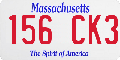 MA license plate 156CK3