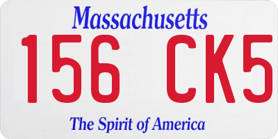 MA license plate 156CK5