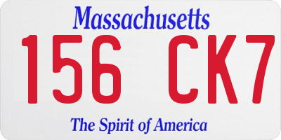 MA license plate 156CK7