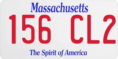 MA license plate 156CL2
